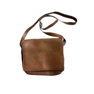 Piel Leather Small Handbag With Organizer Saddle Brown Crossbody Messenger Bag